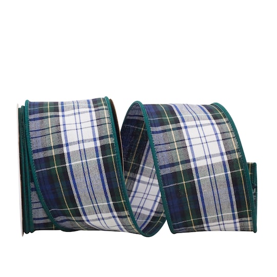 JAM Paper 2.5" x 10yd. Inverness Plaid Wired Cotton Ribbon